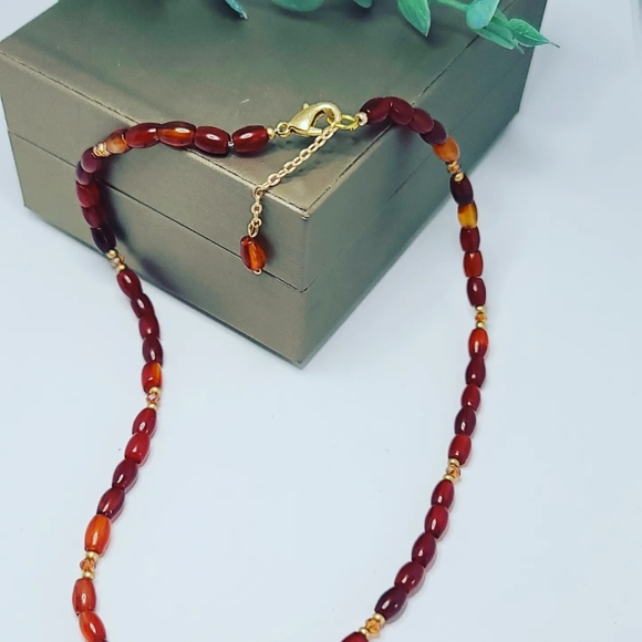 Red Agate Zirconia charm necklace - Picture 6 of 6